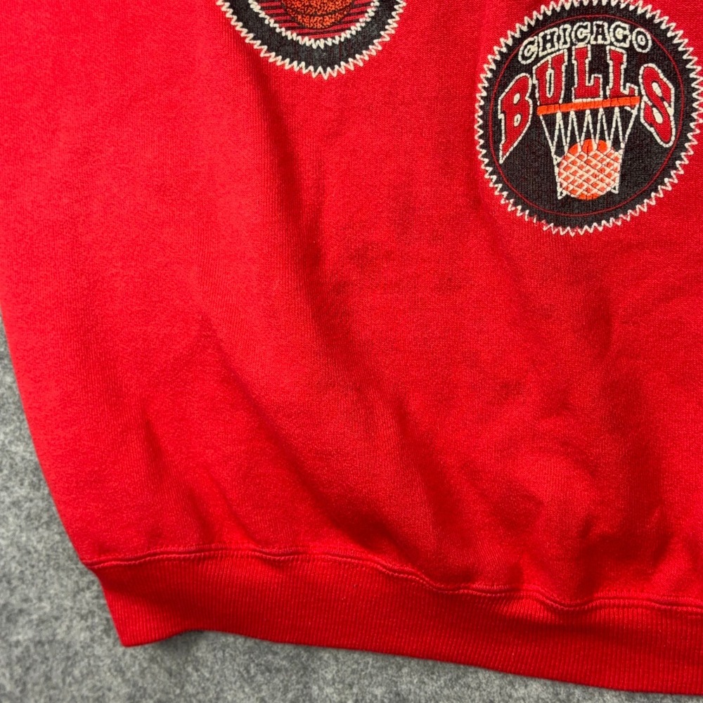 VTG Chicago Bulls Sweatshirt Mens Large Red Graphic Fleece Crewneck NBA 90s - Picture 7 of 13
